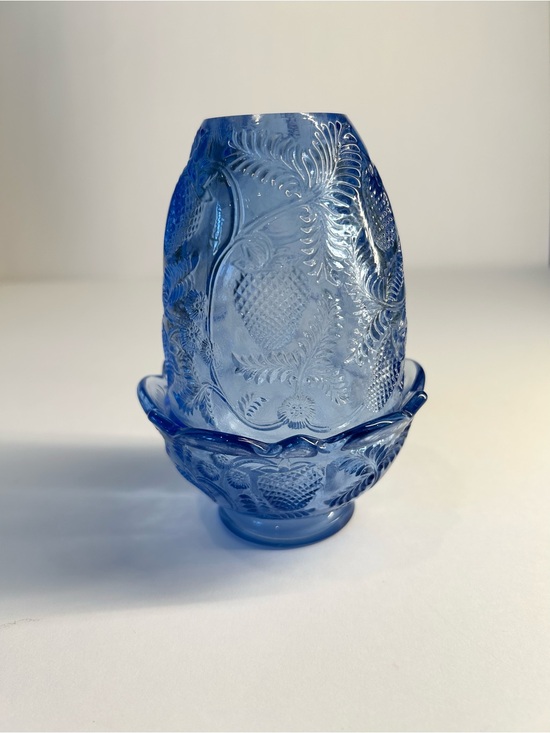 Fenton Other - Fenton Provinical Blue Inverted Strawberry Fairy Lamp Vintage MCM